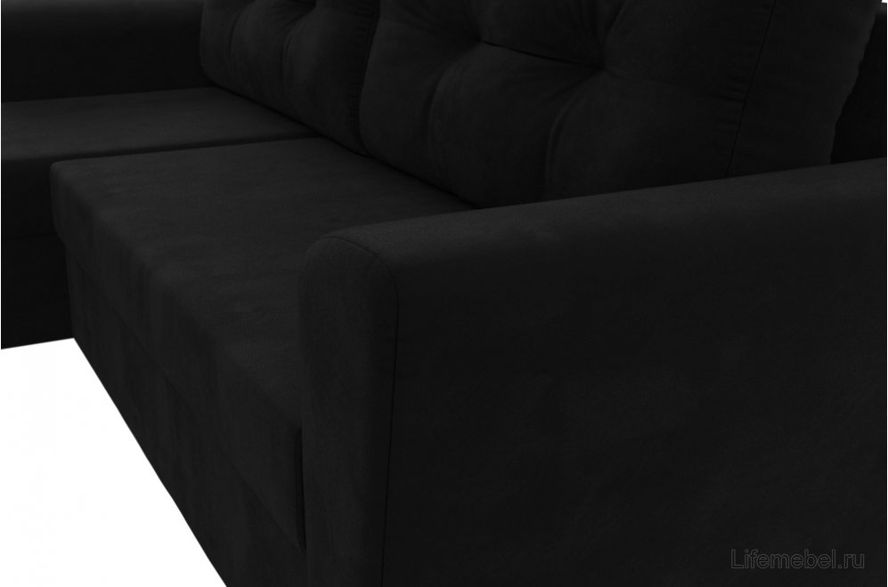 Диван угловой Дельта-Нова Лайт левый черный микровельвет