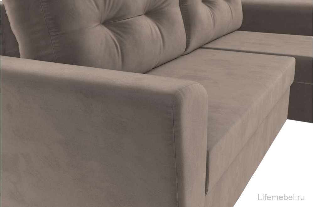 Диван угловой Дельта-Нова Лайт правый коричневый велюр