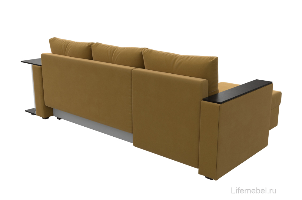 Диван угловой Дельта-Прайм левый желтый микровельвет
