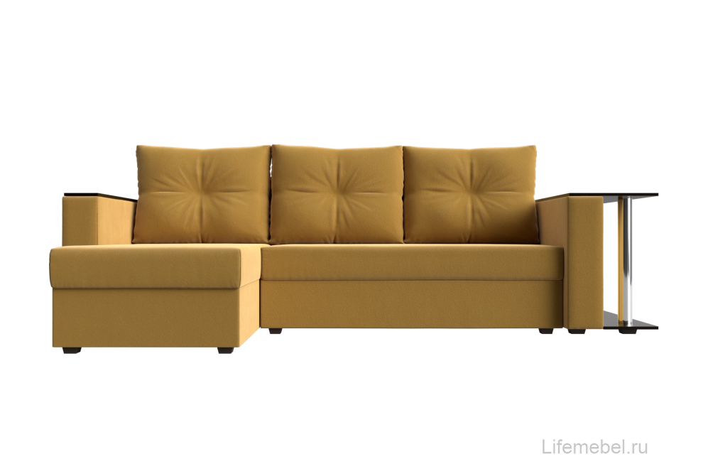 Диван угловой Дельта-Прайм левый желтый микровельвет
