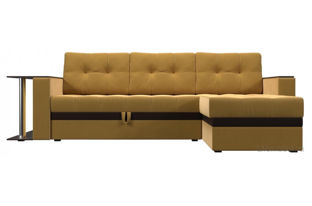 Диван угловой Атланта М правый желтый микровельвет