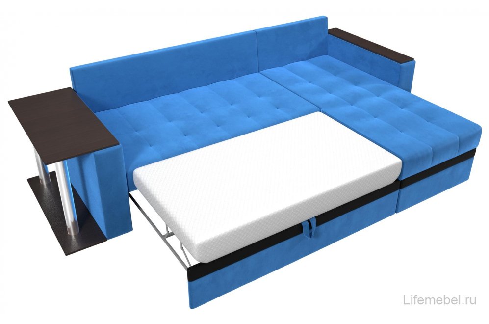 Диван угловой Атланта М правый голубой велюр