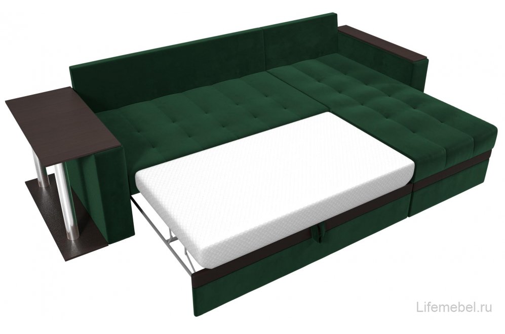 Диван угловой Дельта-Прайм М правый зеленый велюр