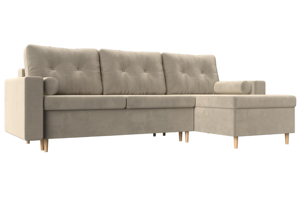 Диван угловой Урбано микровельвет бежевый правый