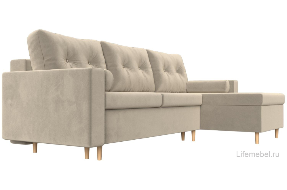 Диван угловой Урбано микровельвет бежевый правый