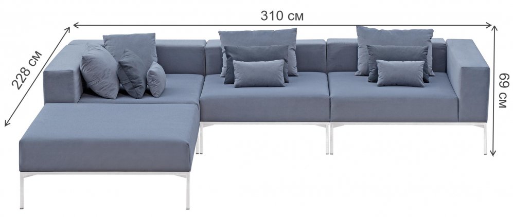 Диван угловой Benson 7LV-7559-V левый серый