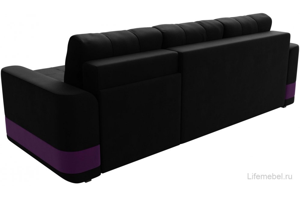 Диван угловой Эльба-Прайм правый черный микровельвет