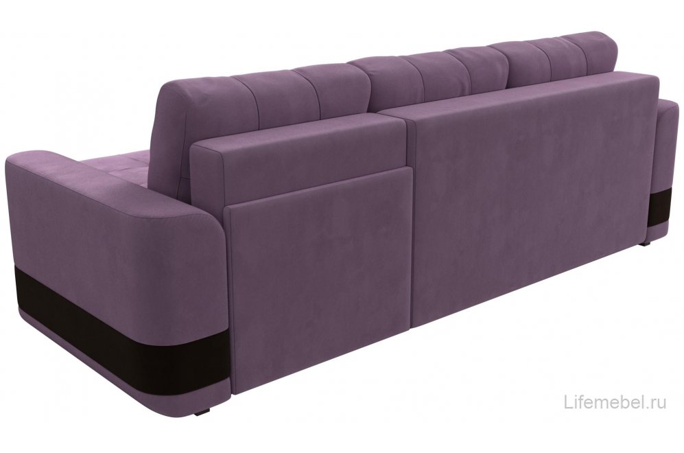Диван Эльба-Прайм правый сиреневый / коричневый микровельвет