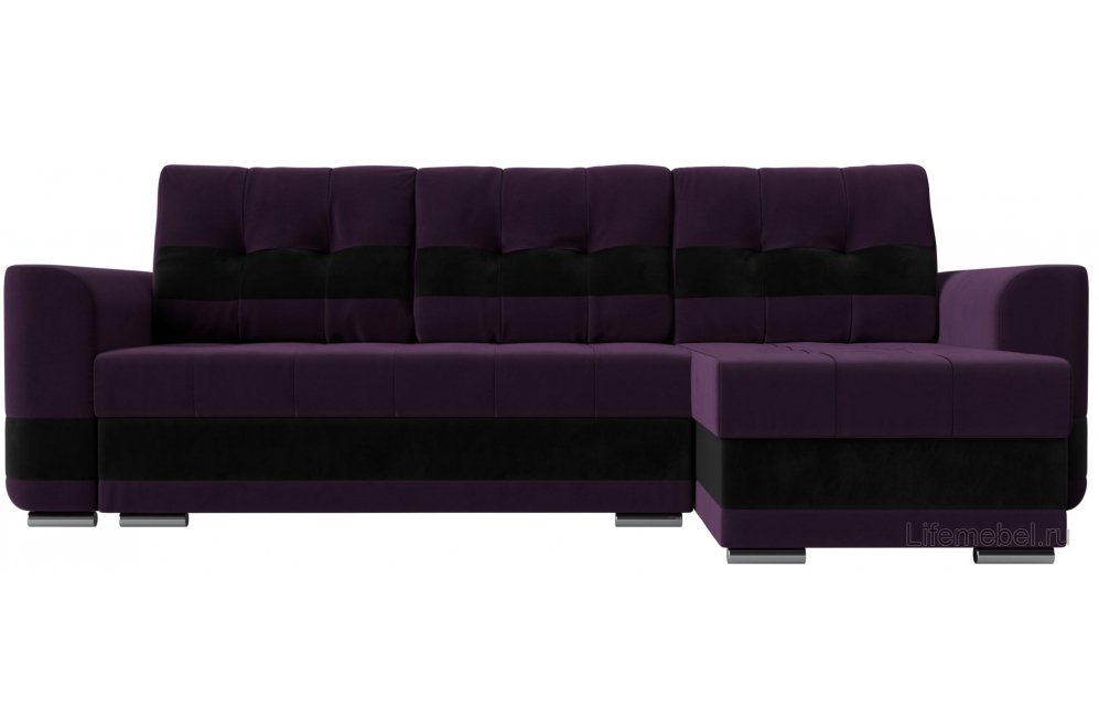 Диван угловой Эльба-Прайм правый фиолетовый велюр
