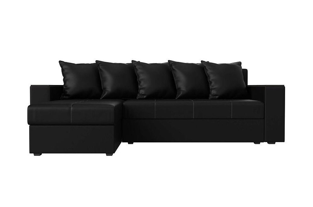 Диван угловой Дубай Лайт левый черная экокожа 
