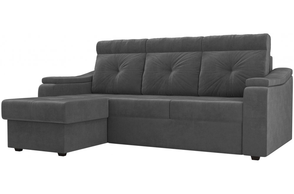 Диван угловой Браво-Арт левый велюр серый
