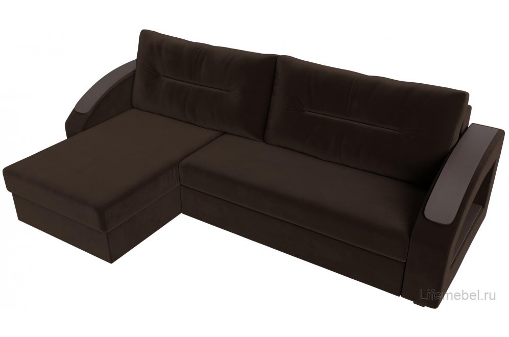 Диван угловой Канзас левый коричневый микровельвет