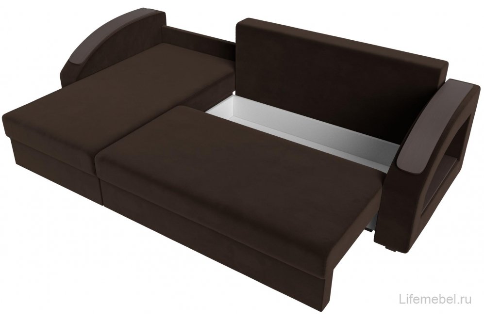 Диван угловой Канзас левый коричневый микровельвет