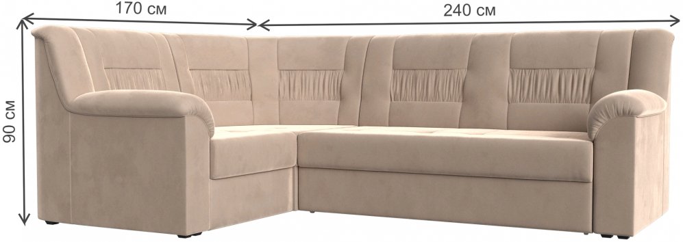Диван угловой Карелия левый бежевый велюр