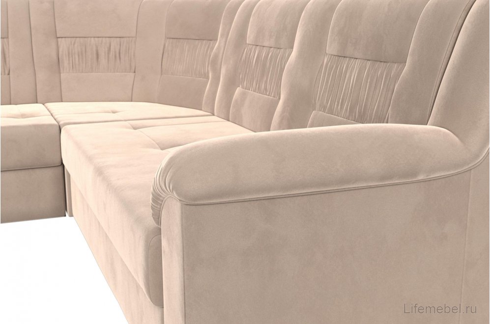 Диван угловой Карелия левый бежевый велюр