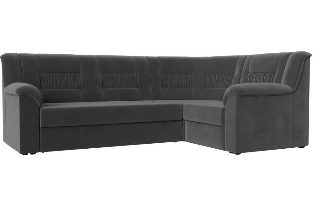 Диван угловой Карелия правый серый велюр