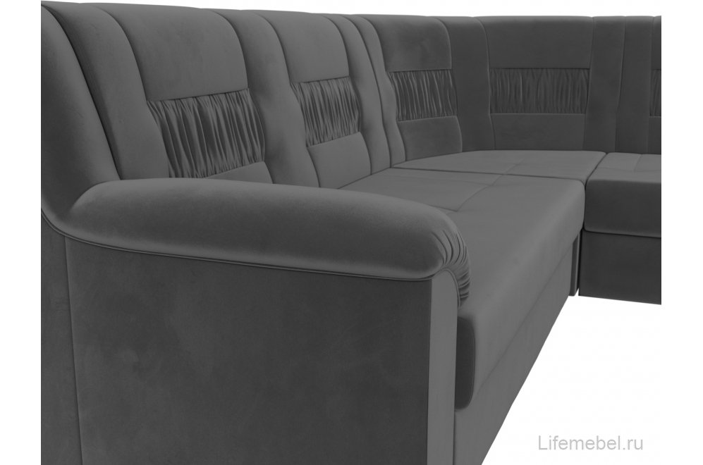 Диван угловой Карелия правый серый велюр