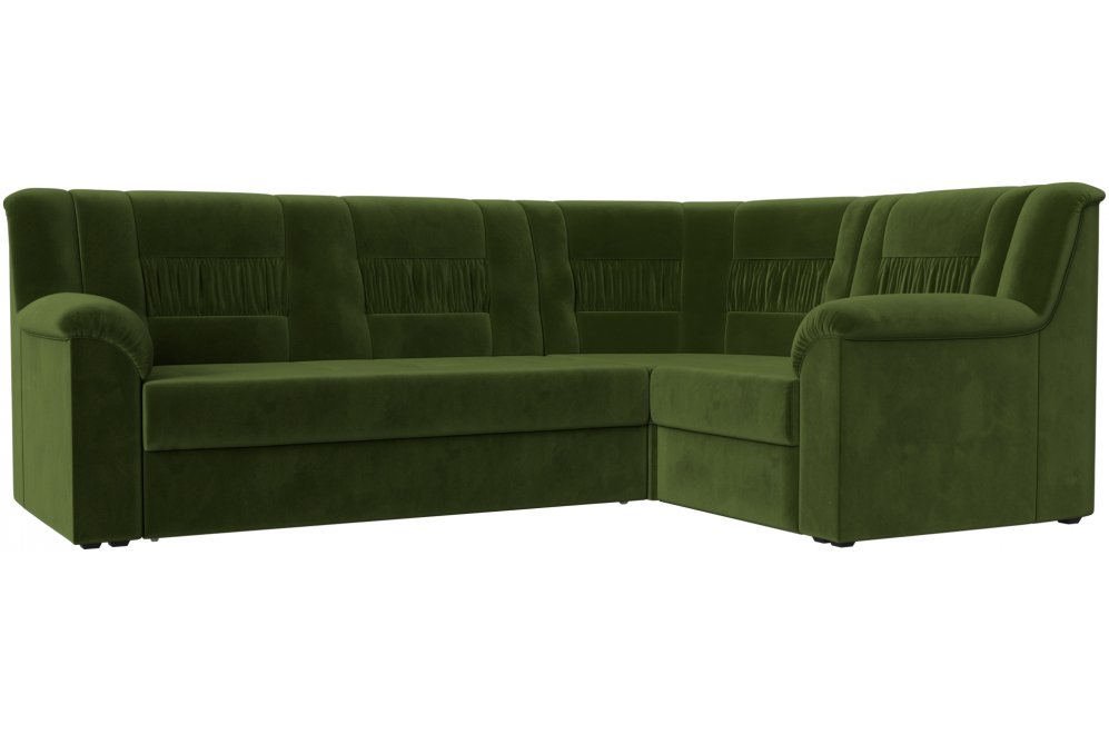 Диван угловой Карелия правый зеленый микровельвет