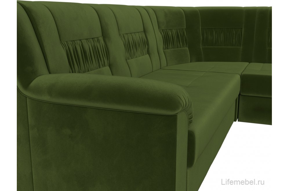 Диван угловой Карелия правый зеленый микровельвет