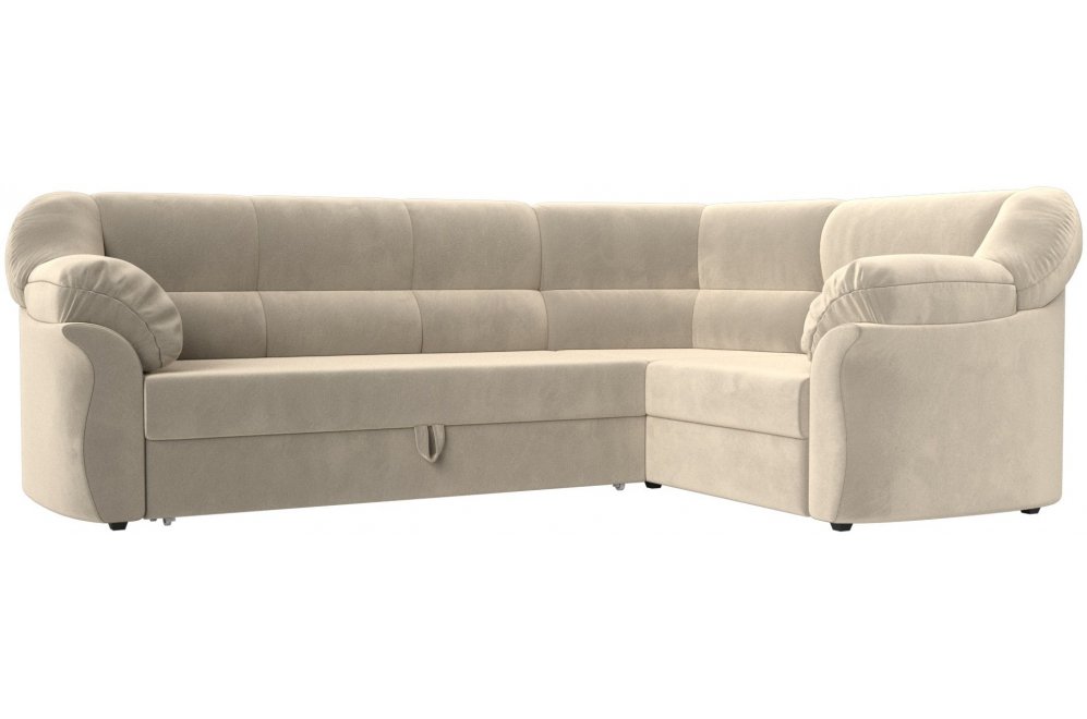 Диван угловой Эллада правый бежевый микровельвет