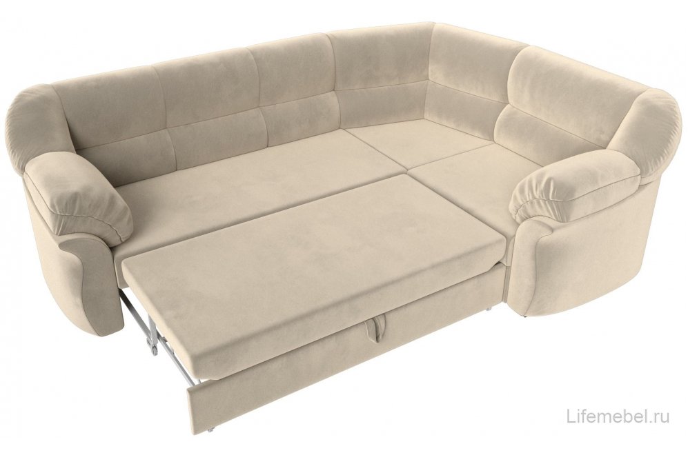 Диван угловой Эллада правый бежевый микровельвет