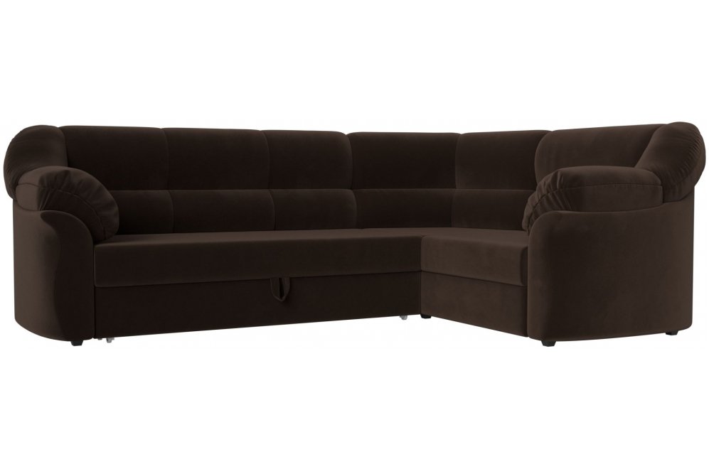 Диван угловой Эллада правый коричневый микровельвет