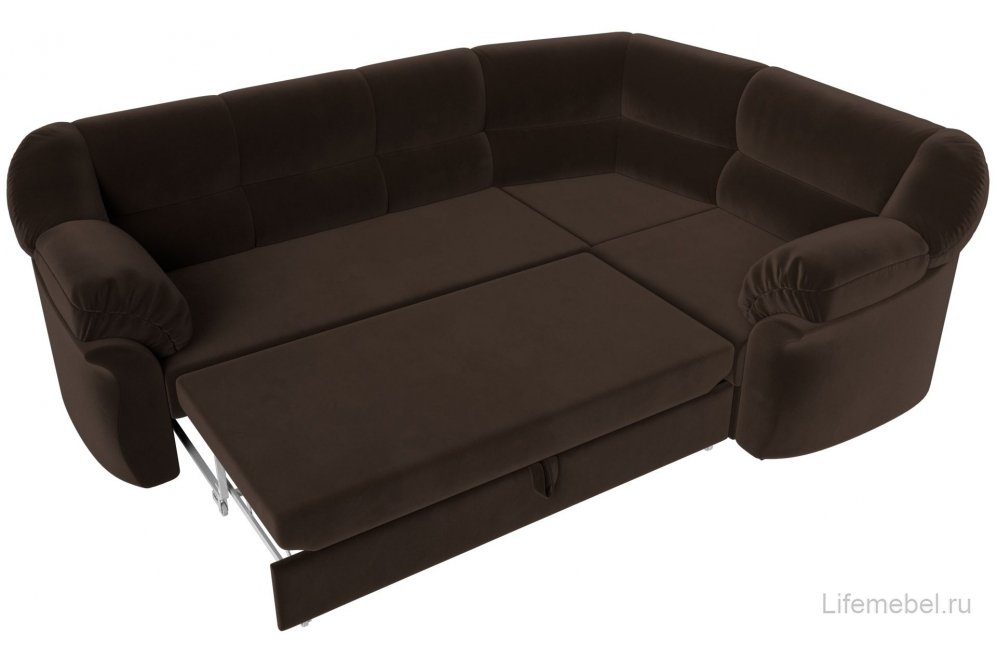 Диван угловой Эллада правый коричневый микровельвет
