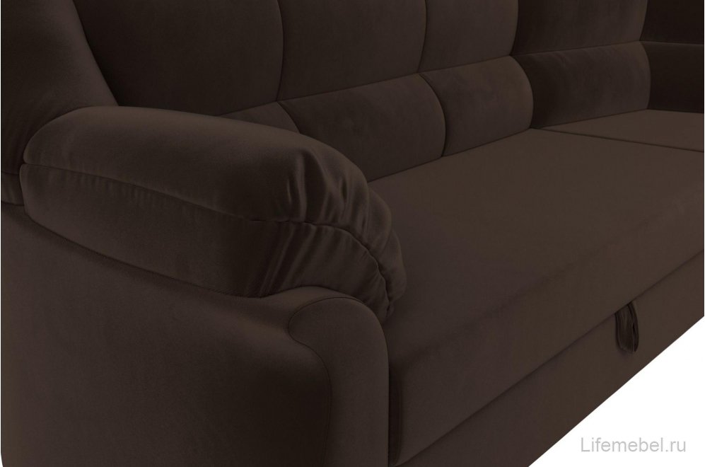 Диван угловой Эллада правый коричневый микровельвет
