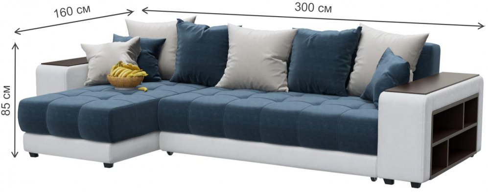 Диван угловой Кендрик левый dark blue