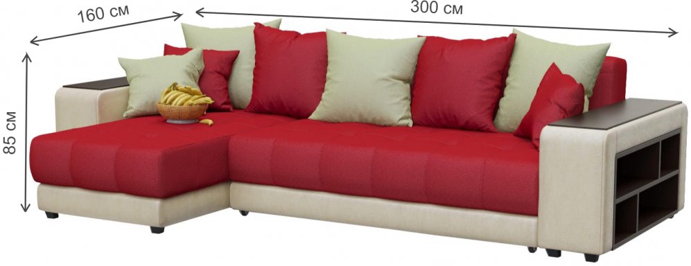 Диван угловой Кендрик левый red
