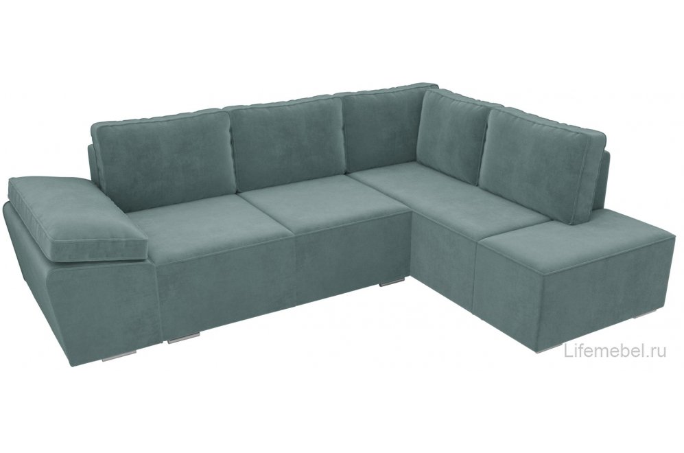 Диван угловой Крона-Нова правый бирюзовый велюр