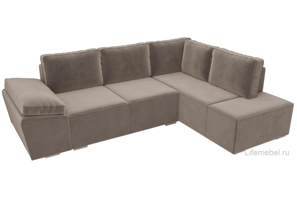 Диван угловой Крона-Нова правый коричневый велюр