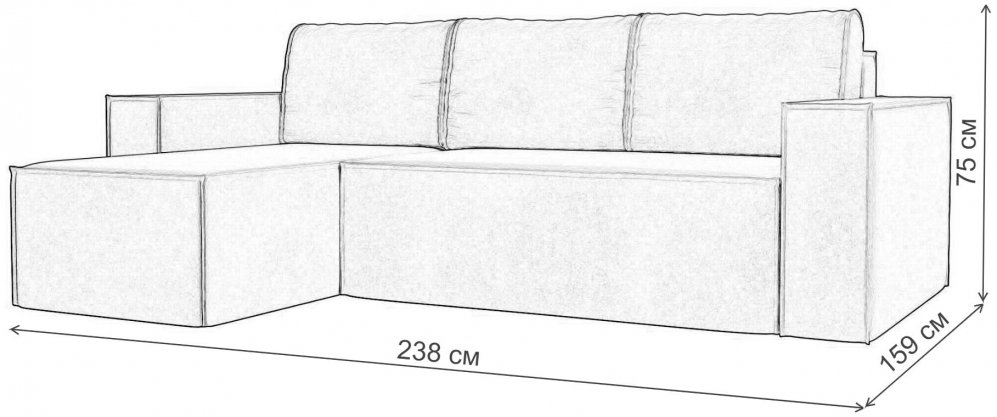 Диван угловой Нова левый велюр серый