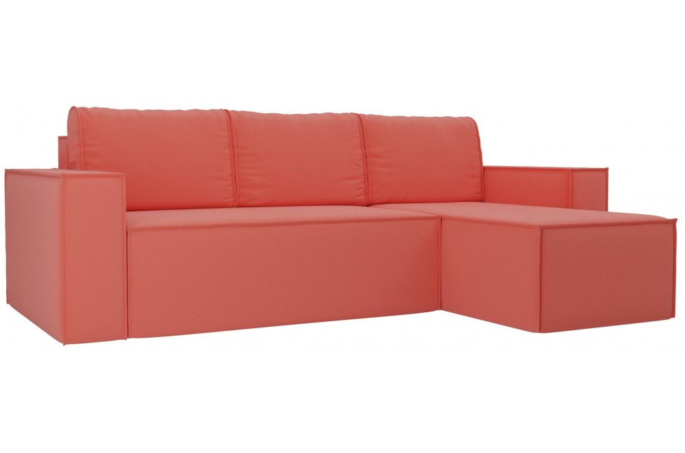 Диван угловой Нова правый микровельвет коралловый