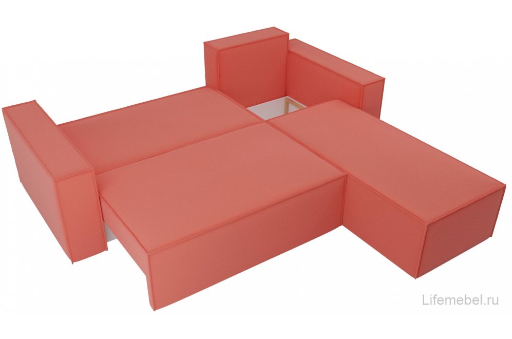 Диван угловой Нова правый микровельвет коралловый