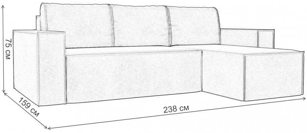 Диван угловой Нова правый микровельвет коричневый