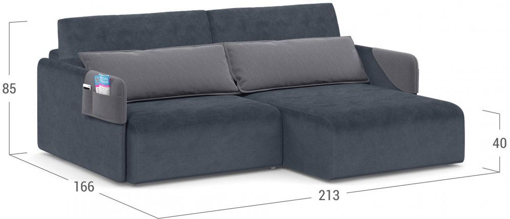 Диван угловой Moon Family 118/А10 Lux+7Я+(2)65 003702 велюр / замша серый 48-19 67-80 без карманов