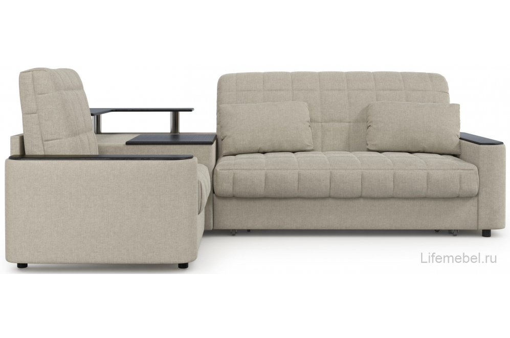 Диван угловой Moon Family 018/91Лн+Н30 Lux н+(1)65Пн 003569 левый со спальным местом 140 велюр бежевый 66-100