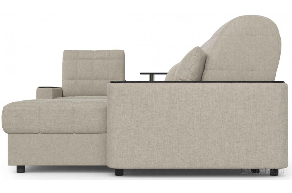 Диван угловой Moon Family 018/91Лн+Н30н+7Ян+(1)65Пн 003604 левый со спальным местом 140 велюр бежевый 66-100