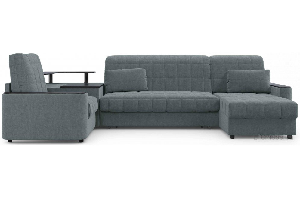 Диван угловой Moon Family 018/91Лн+Н30 Lux н+7Ян+(1)65Пн 003611 левый со спальным местом 140 велюр серый 66-102