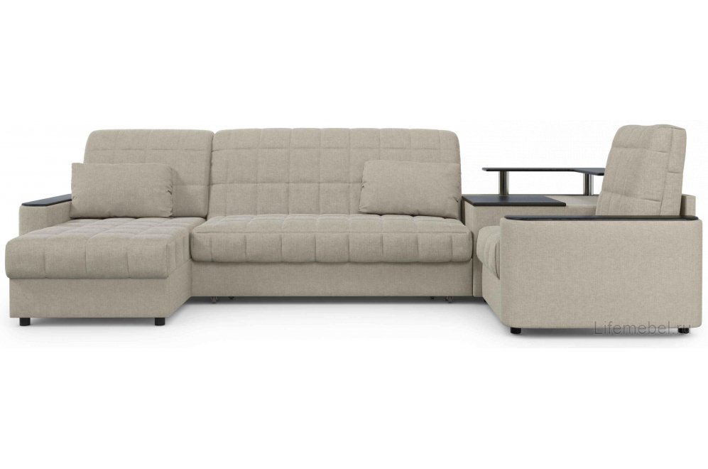 Диван угловой Moon Family 018/(1)65Лн+7Ян+Н30н+91Пн 003594 правый со спальным местом 140 велюр бежевый 66-100