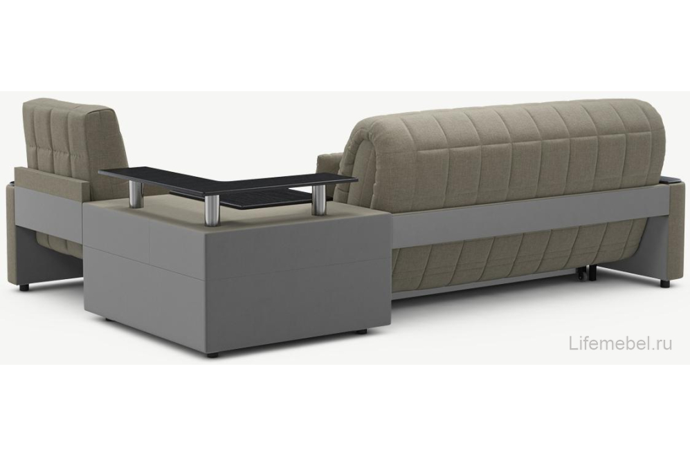 Диван угловой Moon Family №018 / (1)65Лн+Н30С Lux v1+91Пн 004684 правый велюр бежевый 66-100