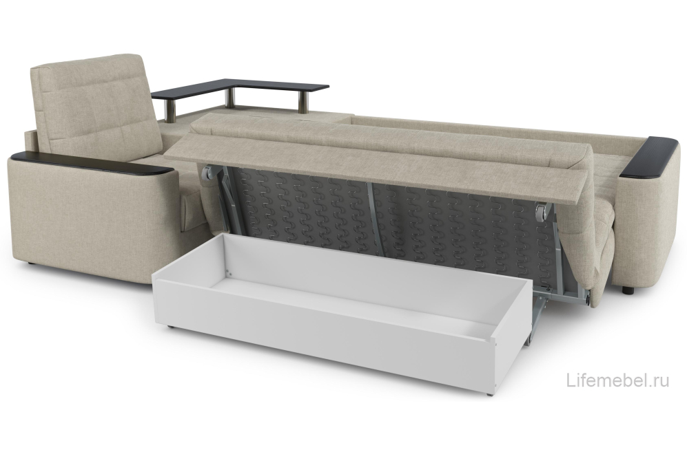 Диван угловой Moon Family №018 / 91Лн+Н30С Lux v1+(1)65Пн 004689 левый велюр бежевый 66-100