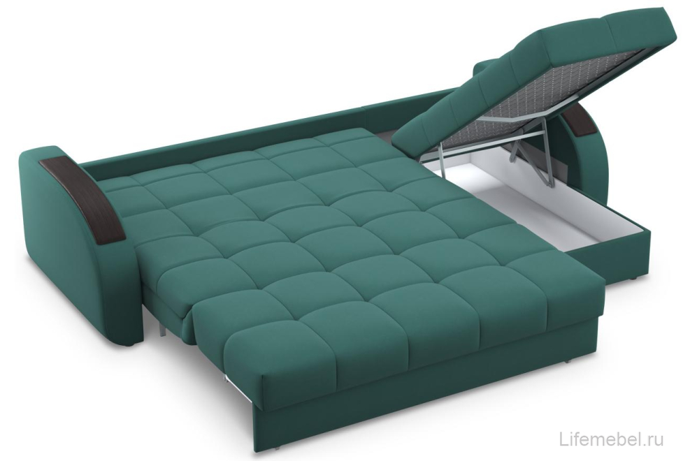 Диван угловой Moon Family 109 268 см с независимым пружинным блоком Н30С Lux v1+7Я н+(2)65 н 004805 зеленый