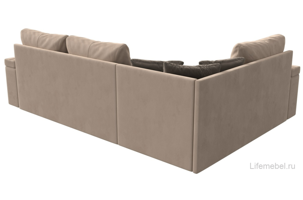 Диван угловой Николь левый велюр / экокожа бежевый / коричневый