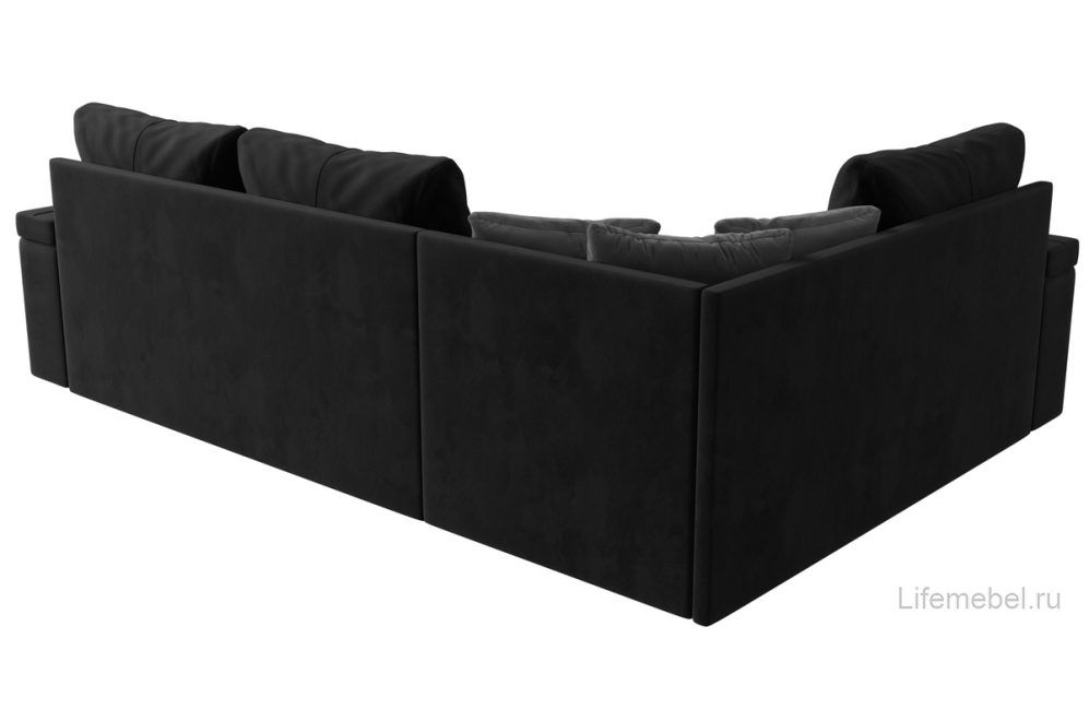 Диван угловой Женева левый велюр / экокожа черный / белый / серый