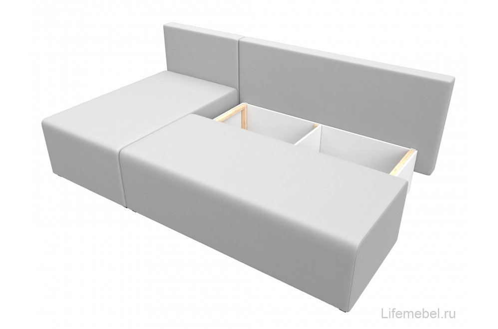 Диван угловой Поло левый белая экокожа