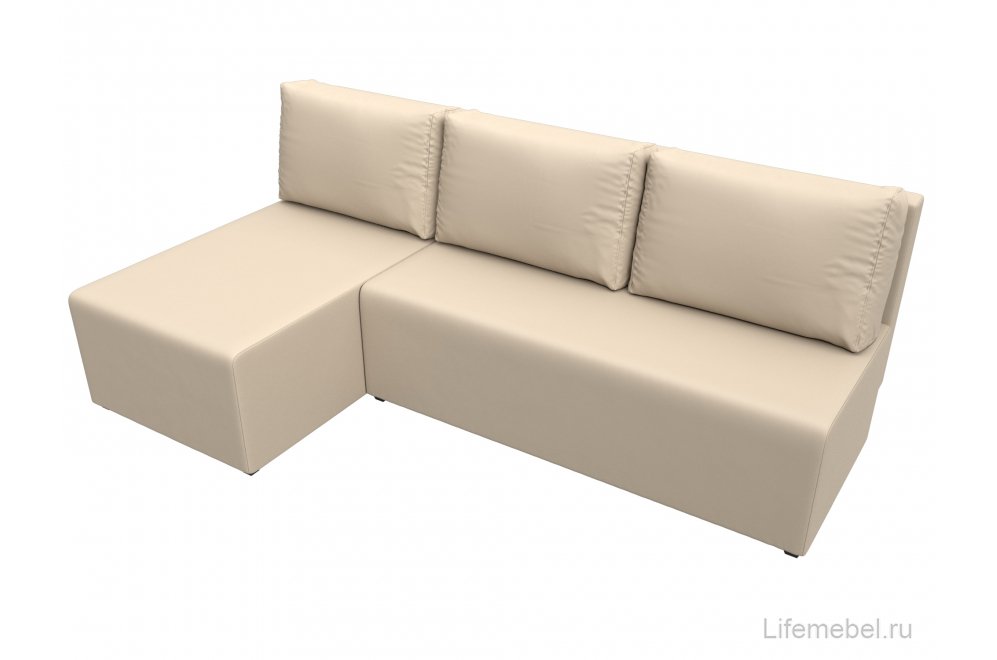 Диван угловой Поло левый бежевая экокожа