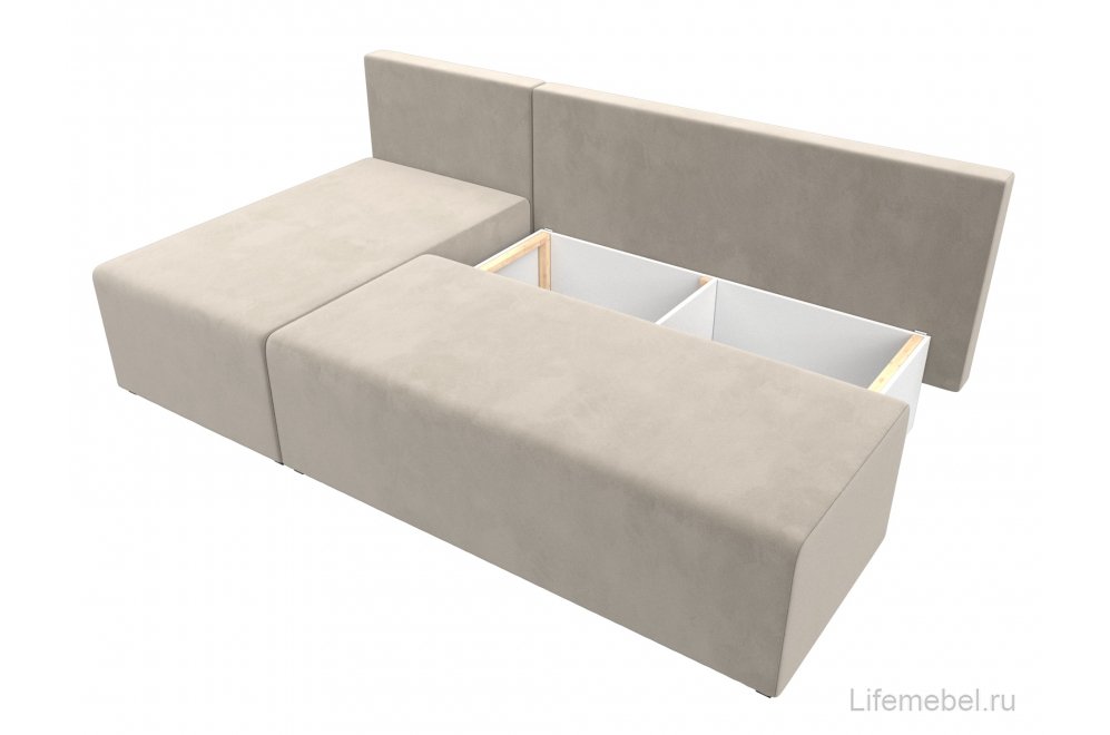 Диван угловой Поло левый бежевый микровельвет