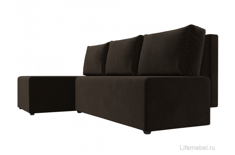Диван угловой Поло левый коричневый микровельвет